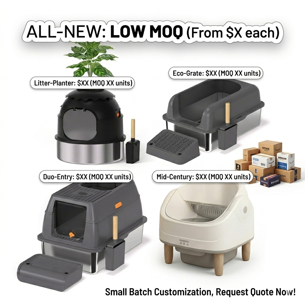 Stainless steel litter box close-up