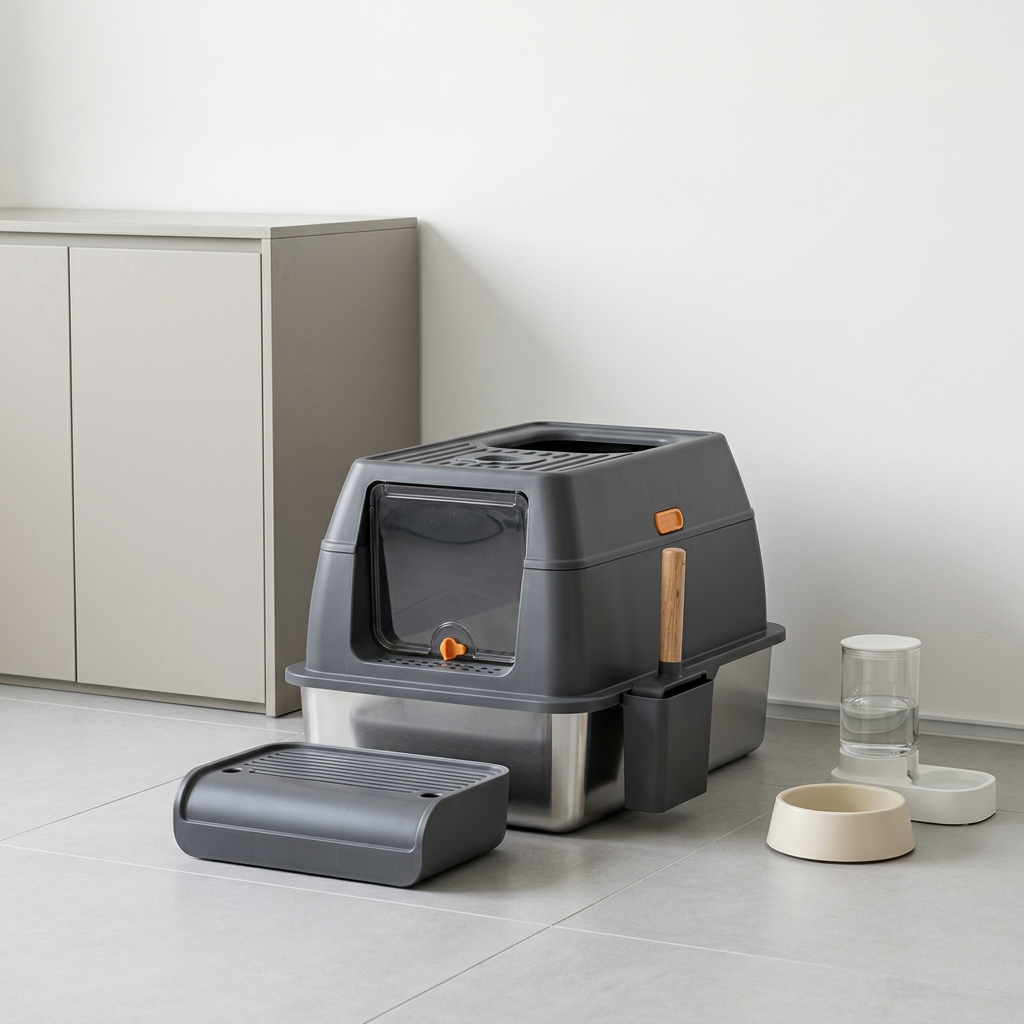 Enclosed Stainless Steel Cat Litter Box-MSP-A11