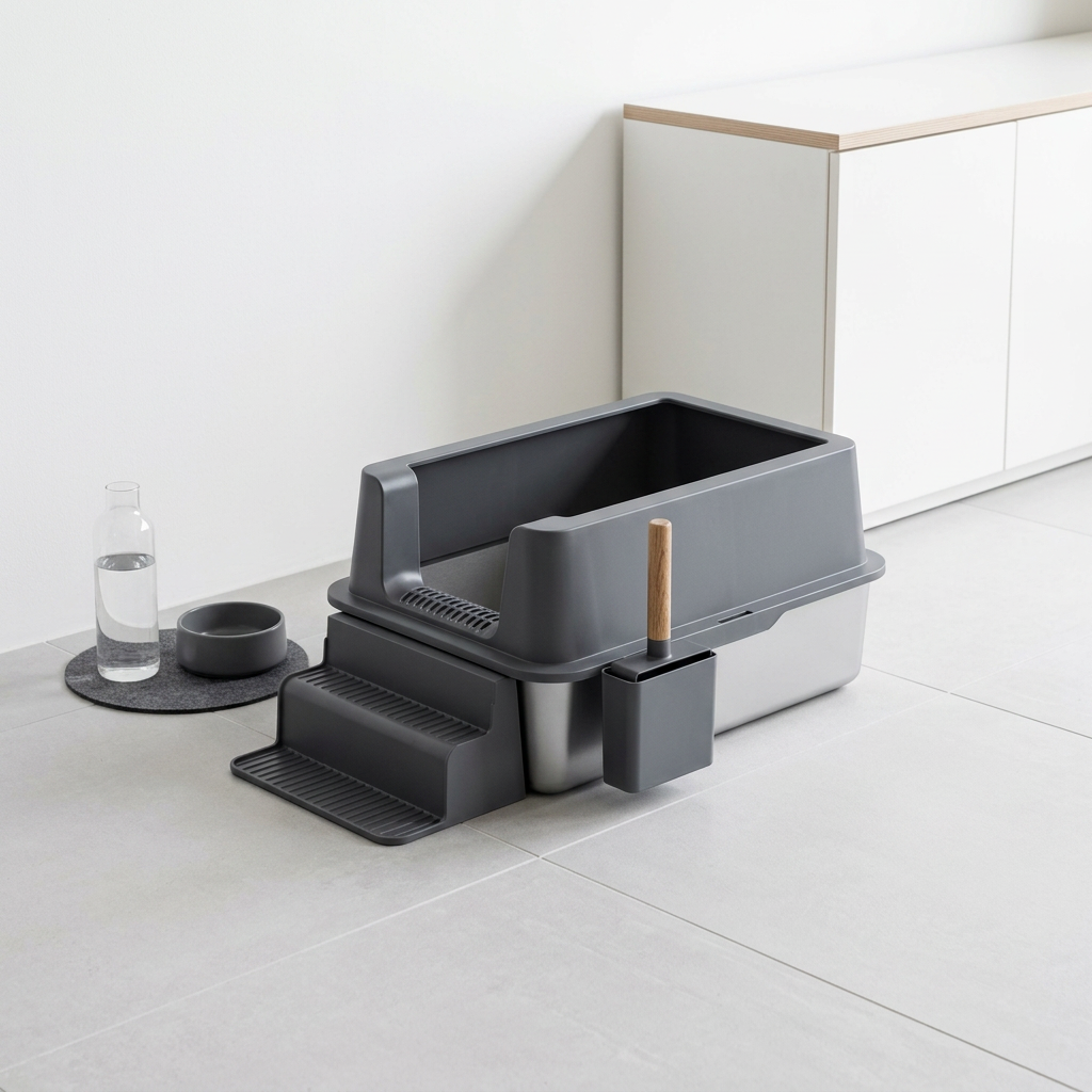 Open-Top Stainless Steel Cat Litter Box-MSP-J