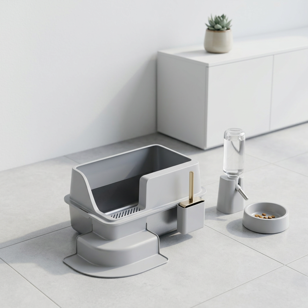 Open-Top Stainless Steel Cat Litter Box-MSP-D