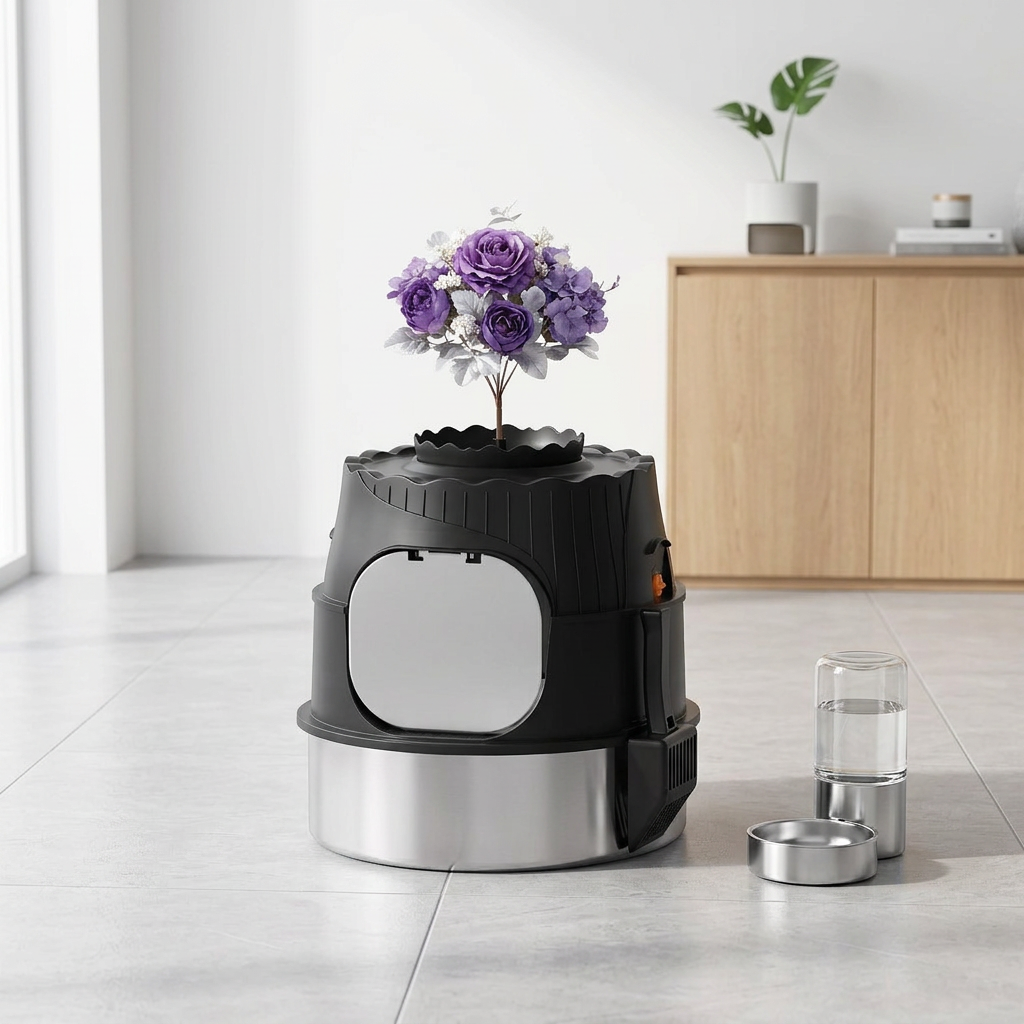 Potted Plant-Style Stainless Steel Litter Box-MSP-3C-3