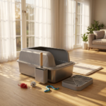 Open-Top Stainless Steel Cat Litter Box-MSP-I