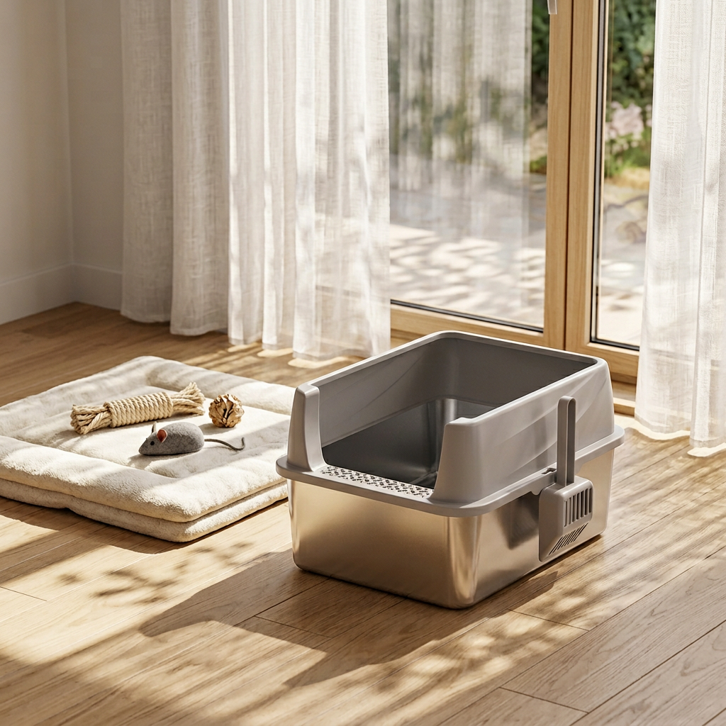 Open-Top Stainless Steel Cat Litter Box-MSP-A3