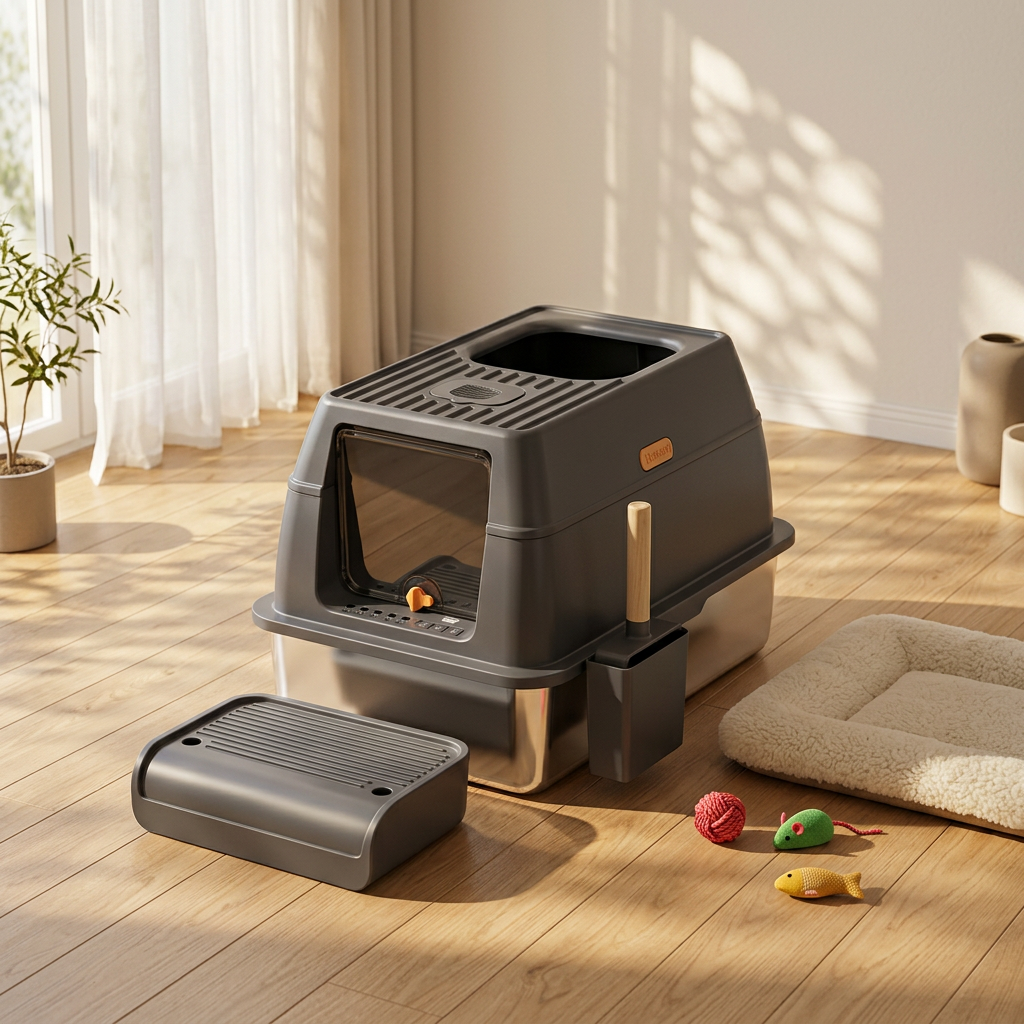 Enclosed Stainless Steel Cat Litter Box-MSP-A11