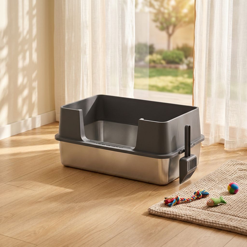 Open-Top Stainless Steel Cat Litter Box-MSP-H6