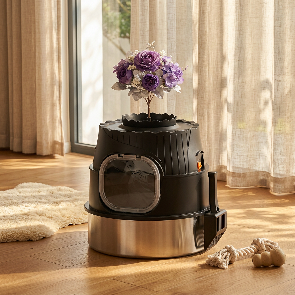 Potted Plant-Style Stainless Steel Litter Box-MSP-3C-3