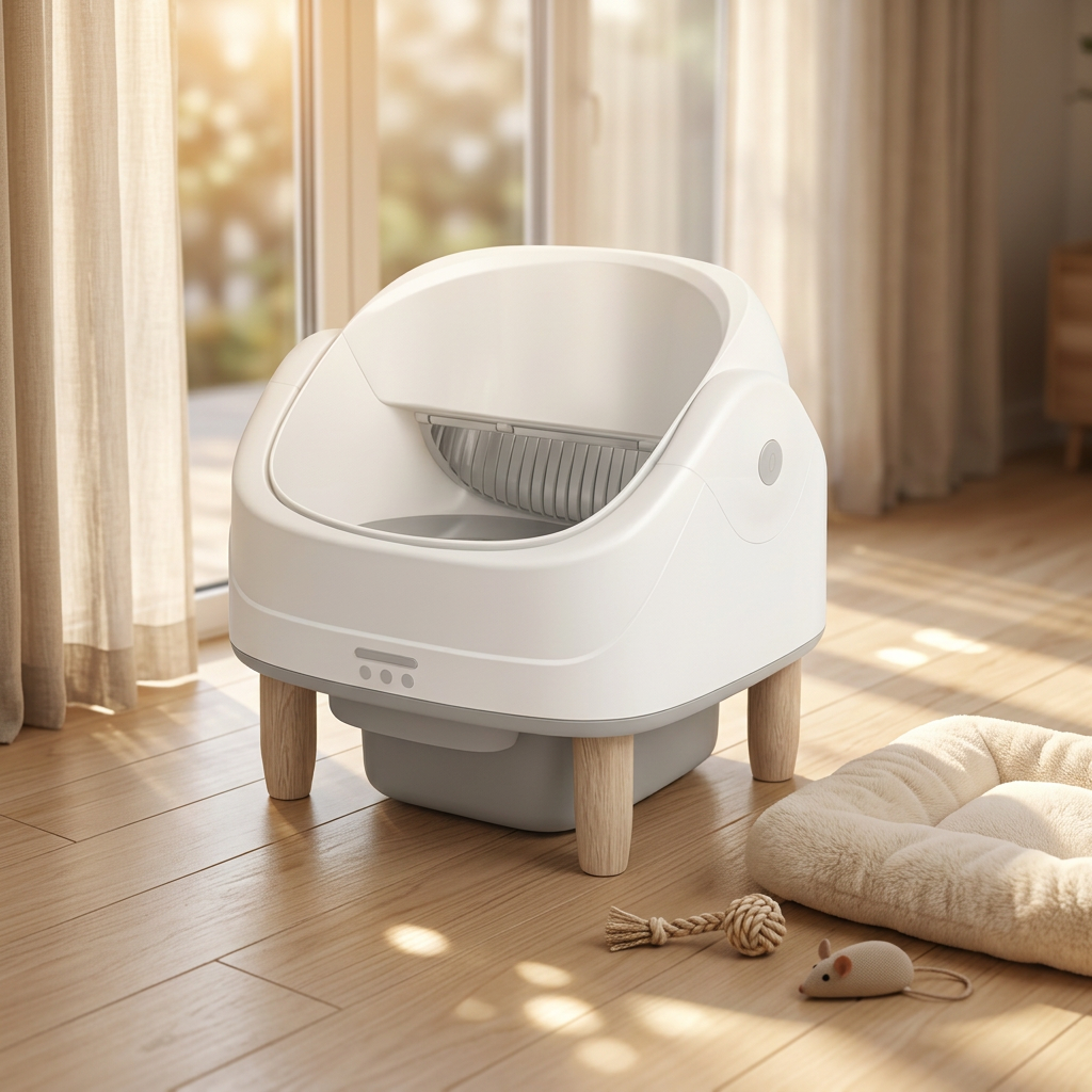 Stainless steel litter box exterior view