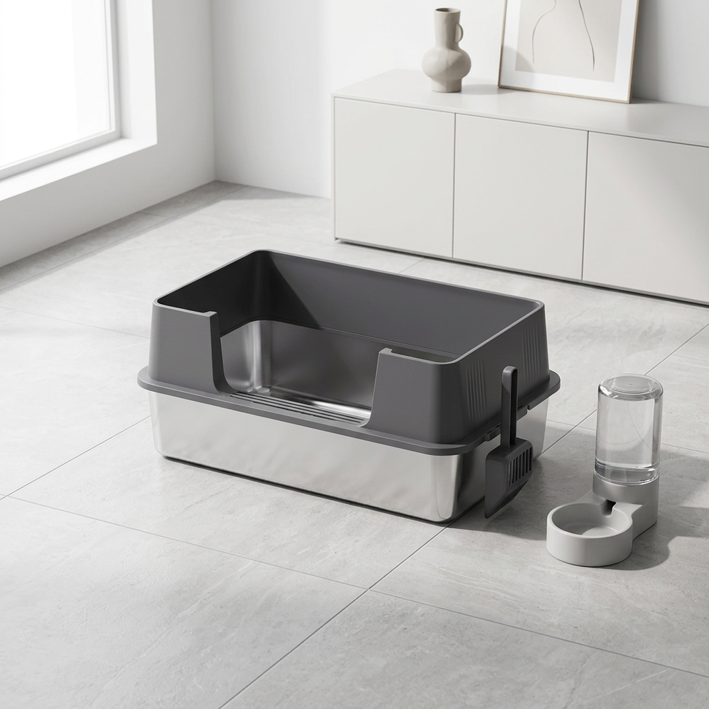 Open-Top Stainless Steel Cat Litter Box-MSP-H6