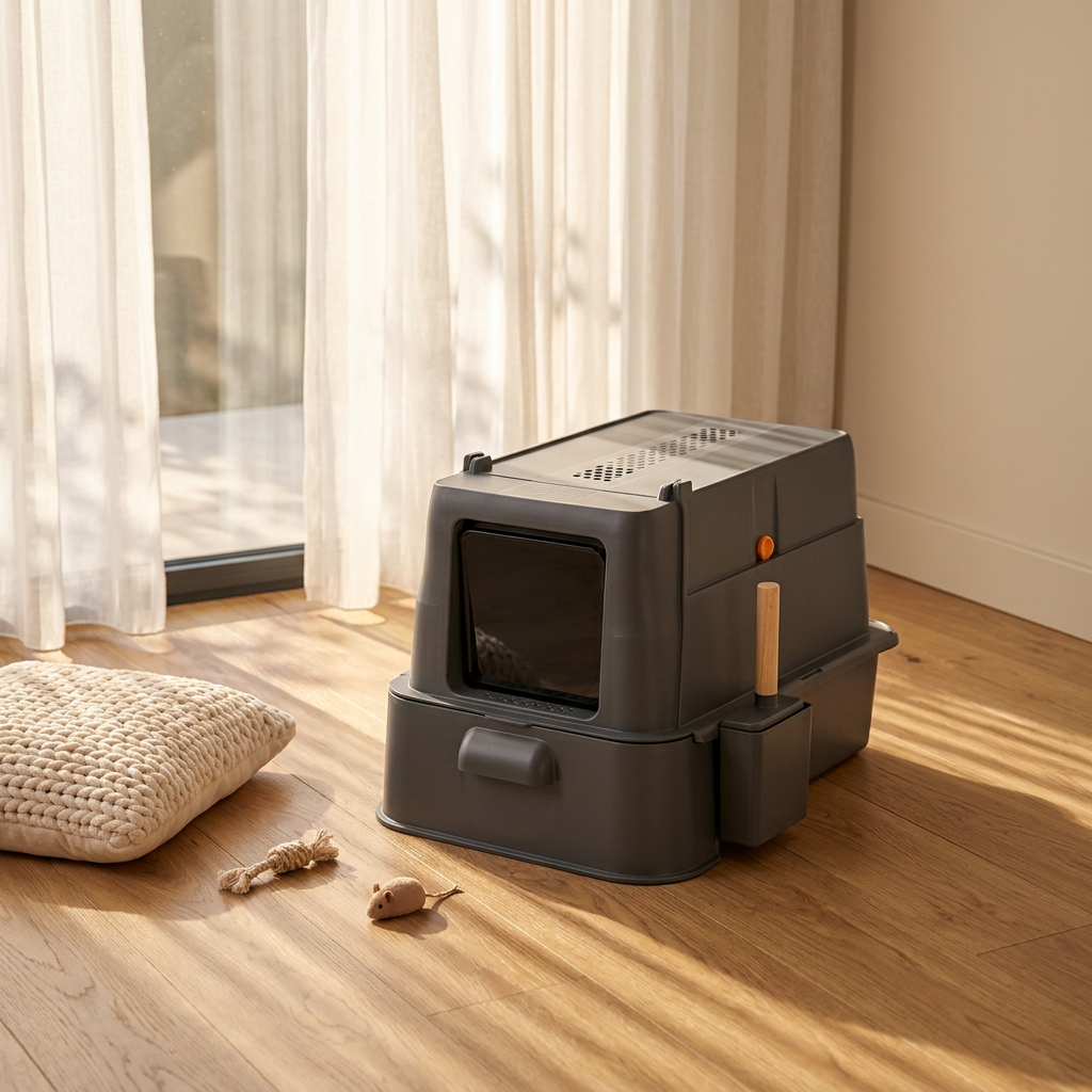 Drawer-Style Stainless Steel Cat Litter Box-MSP-11