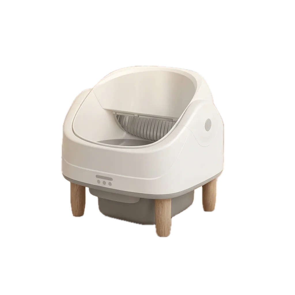 Stainless steel litter box with background removed