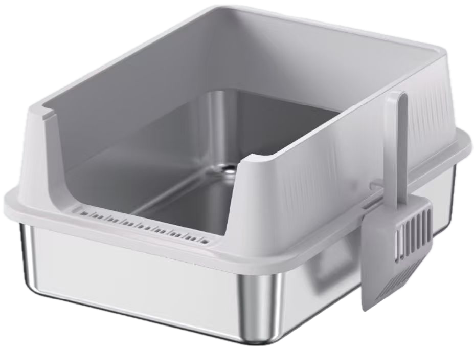 Open-Top Stainless Steel Cat Litter Box YNH-SS-58 stainless steel open cat litter box for wholesale