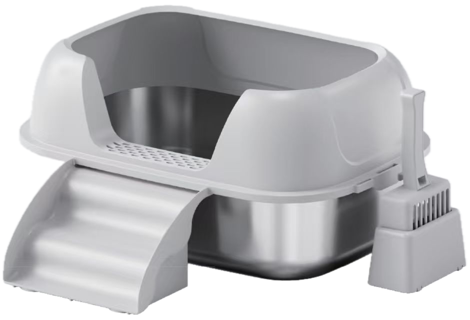 Open-Top Stainless Steel Cat Litter Box YNH-SS-50 stainless steel open cat litter box for wholesale