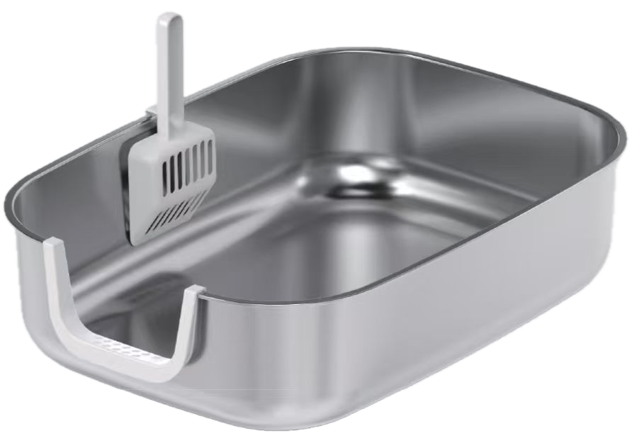 Open-Top Stainless Steel Cat Litter Box YNH-SS-52 stainless steel open cat litter box for wholesale