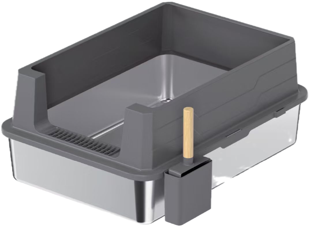 Open-Top Stainless Steel Cat Litter Box YNH-SS-57 stainless steel open cat litter box for wholesale