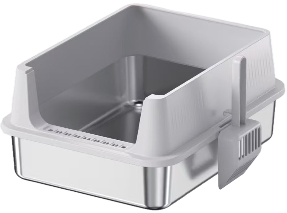 Open-Top Stainless Steel Cat Litter Box YNH-SS-42 stainless steel open cat litter box for wholesale