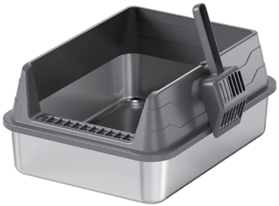 Open-Top Stainless Steel Cat Litter Box YNH-SS-43 stainless steel open cat litter box for wholesale