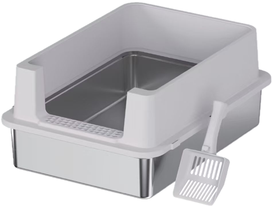 Open-Top Stainless Steel Cat Litter Box YNH-SS-62 stainless steel open cat litter box for wholesale