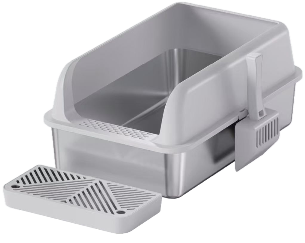 Open-Top Stainless Steel Cat Litter Box YNH-SS-60 stainless steel open cat litter box for wholesale