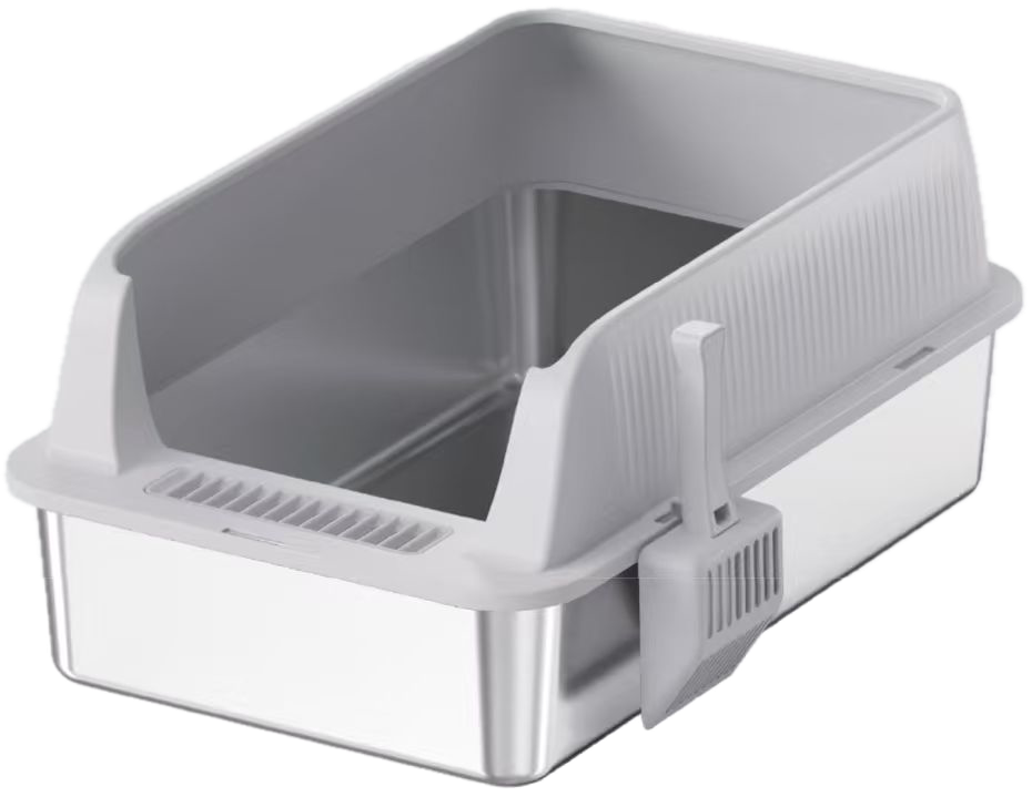 Open-Top Stainless Steel Cat Litter Box YNH-SS-61 stainless steel open cat litter box for wholesale