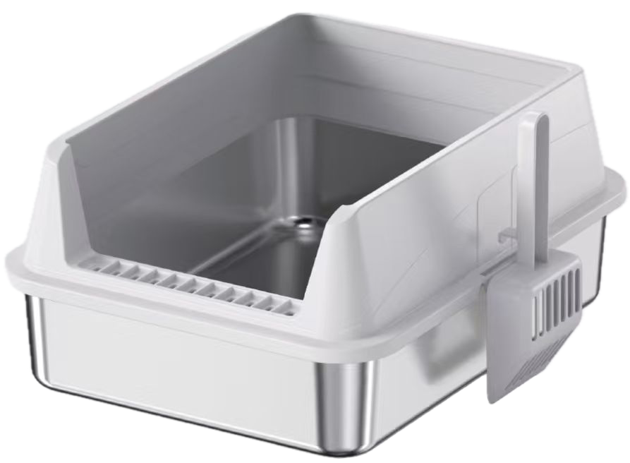 Open-Top Stainless Steel Cat Litter Box YNH-SS-59 stainless steel open cat litter box for wholesale