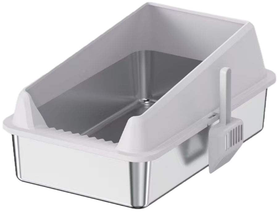 Open-Top Stainless Steel Cat Litter Box YNH-SS-45 stainless steel open cat litter box for wholesale