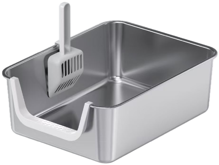 Open-Top Stainless Steel Cat Litter Box YNH-SS-54 stainless steel open cat litter box for wholesale