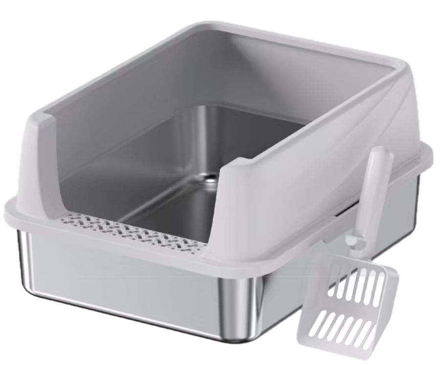 Open-Top Stainless Steel Cat Litter Box YNH-SS-40 stainless steel open cat litter box for wholesale