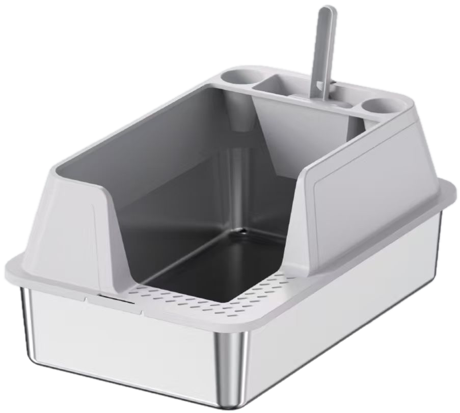 Open-Top Stainless Steel Cat Litter Box YNH-SS-47 stainless steel open cat litter box for wholesale
