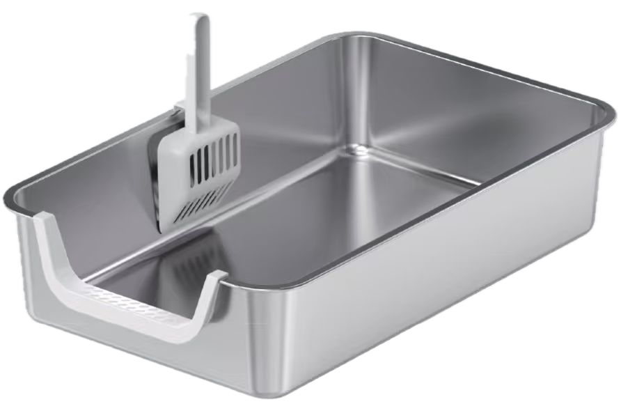 Open-Top Stainless Steel Cat Litter Box YNH-SS-53 stainless steel open cat litter box for wholesale
