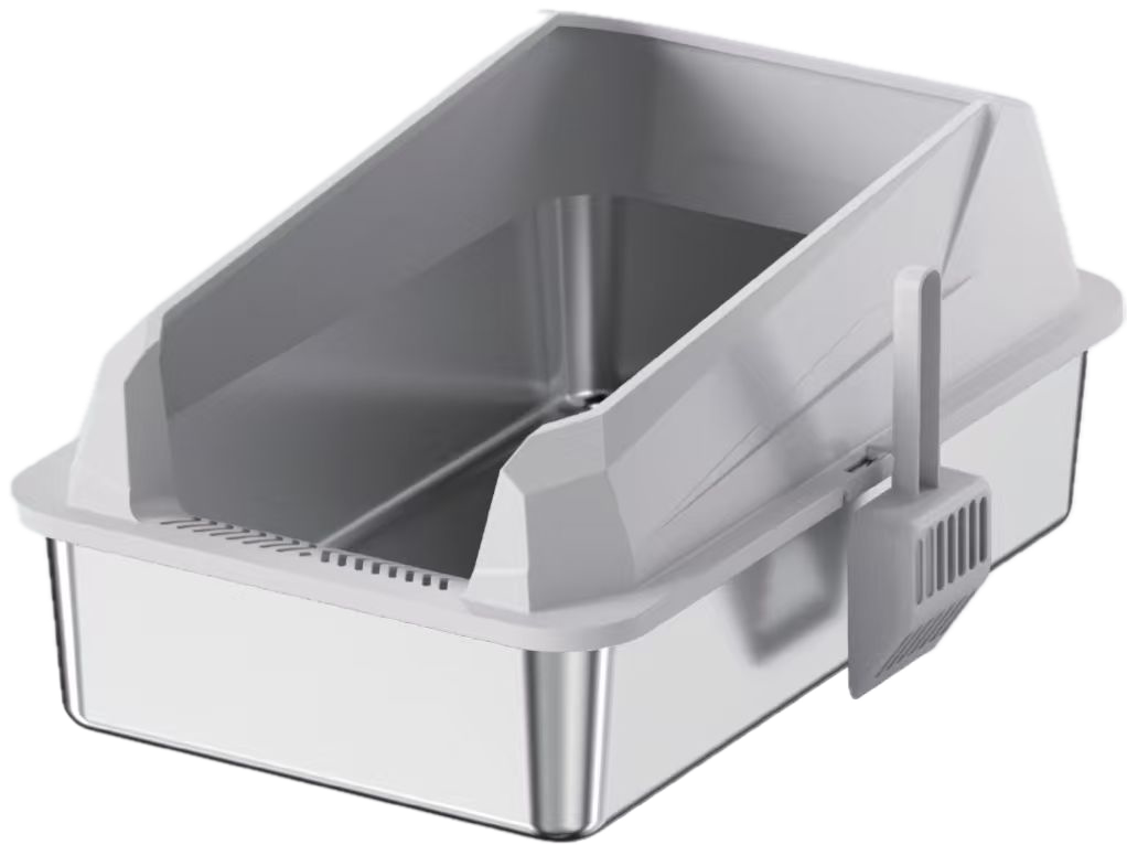 Open-Top Stainless Steel Cat Litter Box YNH-SS-67 stainless steel open cat litter box for wholesale