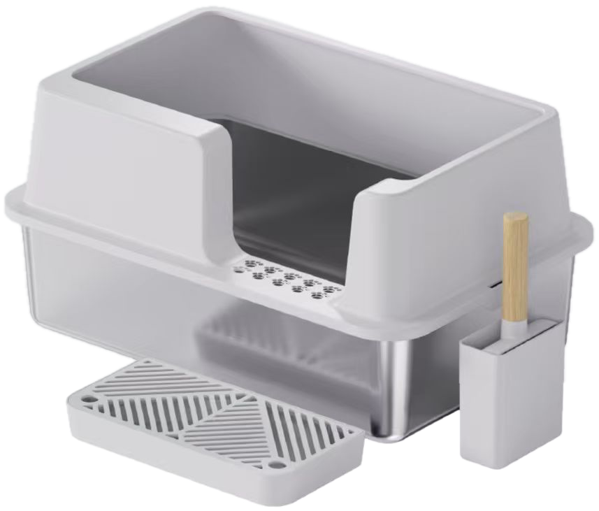 Open-Top Stainless Steel Cat Litter Box YNH-SS-55 stainless steel open cat litter box for wholesale