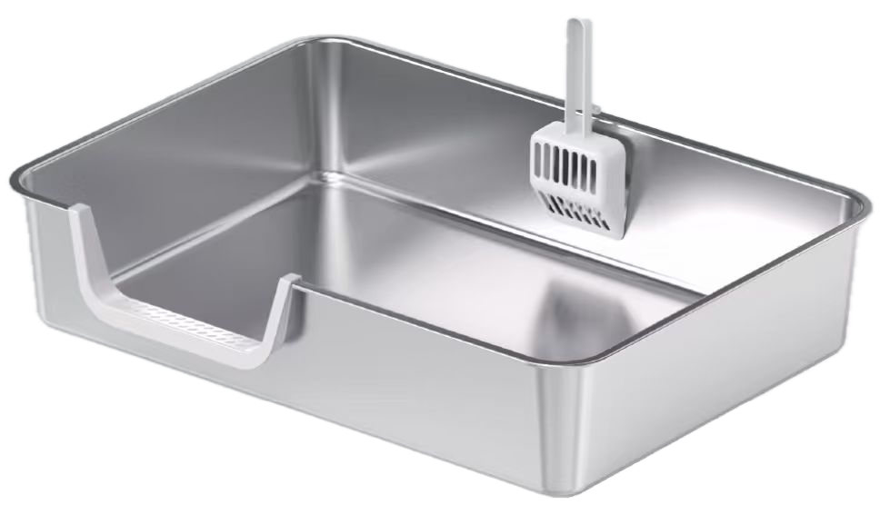 Open-Top Stainless Steel Cat Litter Box YNH-SS-51 stainless steel open cat litter box for wholesale